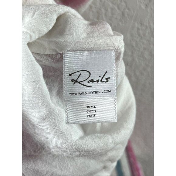 Rails Martina Linen Blend Sleeveless Mini Dress Small Avila Stripe Ruffled Pink - Picture 10 of 13